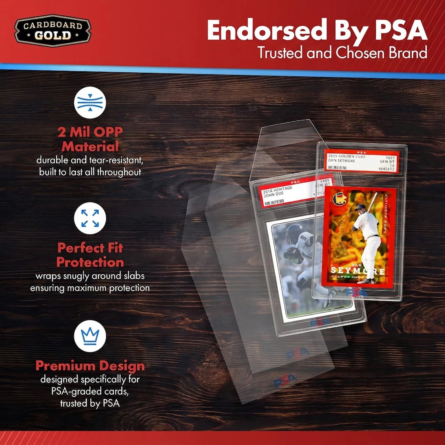 Cardboard Gold PSA Slab Sleeves - 500 Pack Resealable 500 Sleeves, Clear