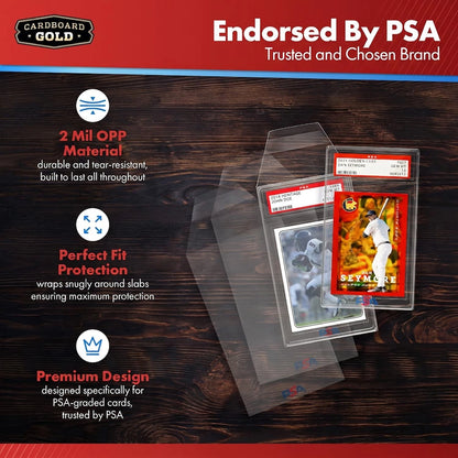 Cardboard Gold PSA Slab Sleeves - 500 Pack Resealable 500 Sleeves, Clear