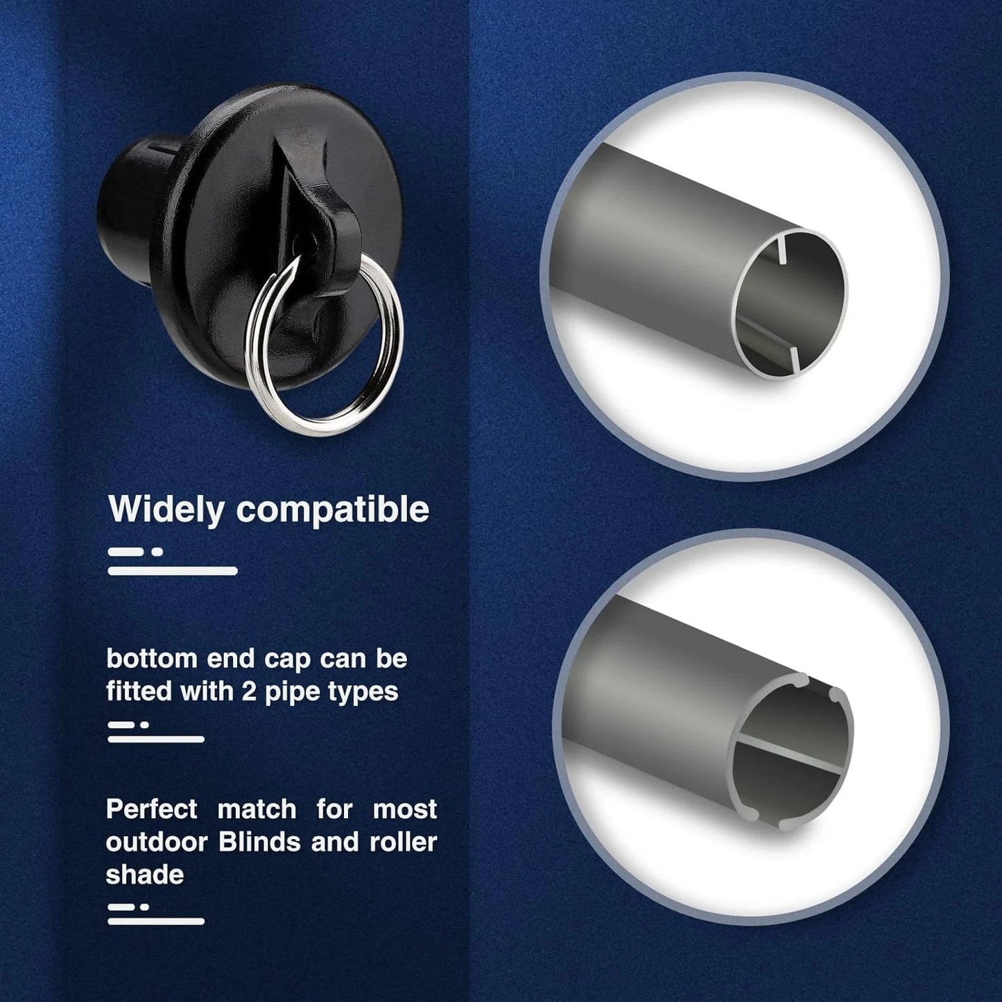 Sun Shade Parts End Cap with Ring,Weather Resistance,for 2Pair, Black