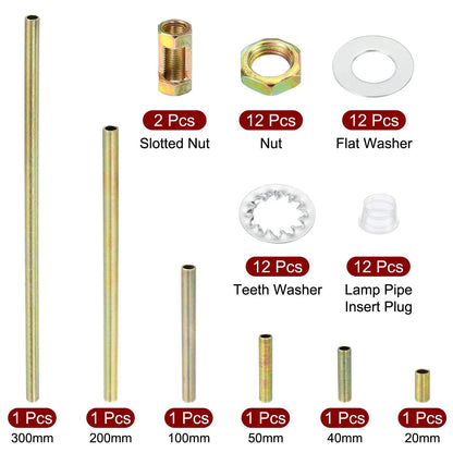 PATIKIL 1/8IP Thread 6 Size Lamp Pipe Kit with Lock Nuts Washers, 1 Set...