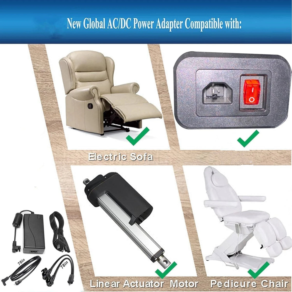 Dual Motor Power Supply Kit - Universally Compatible with black