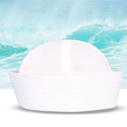 Adult White  Navy SAILOR Fishing Marine Costume Hat Cap 58cm gg