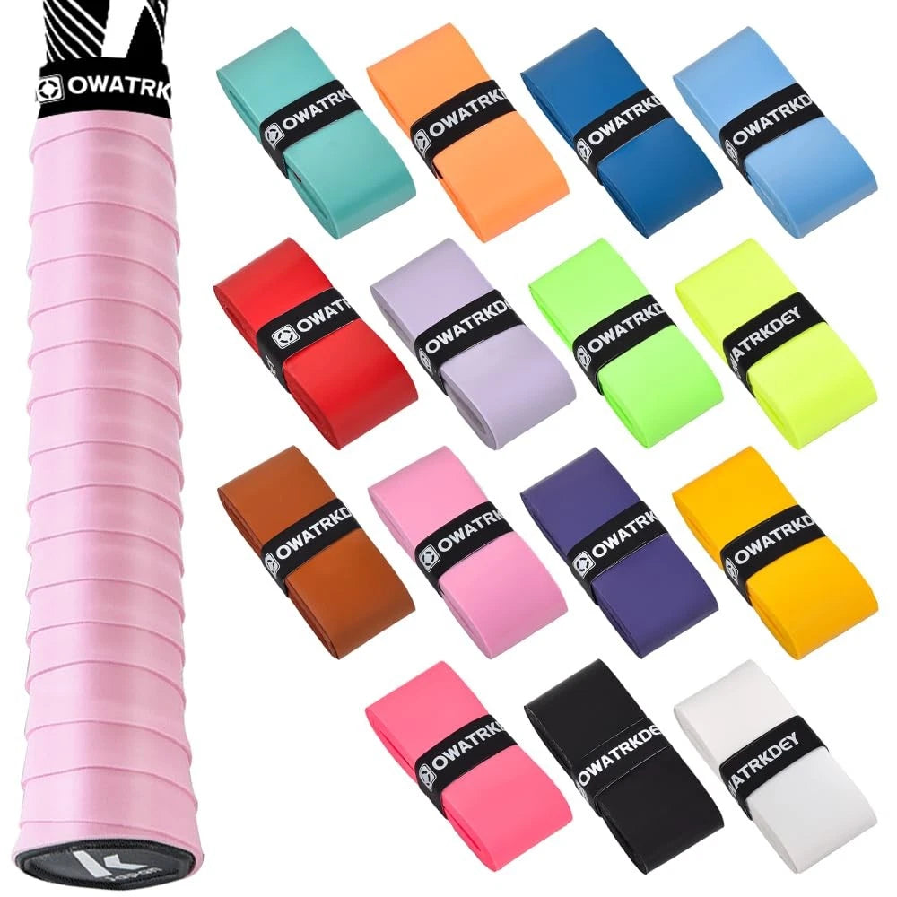 15 Pack Tennis Racket Grip Tape, Precut PU Anti-Slip Multi Color