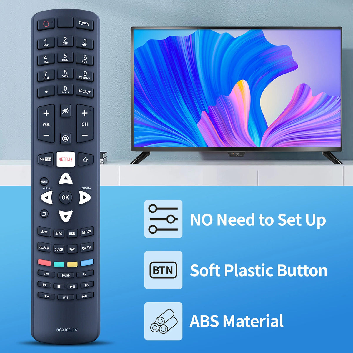 RC3100L16 Remote Control For TCL TV RC3100R02 RC3100L10 RC3100A01 RC3000L07