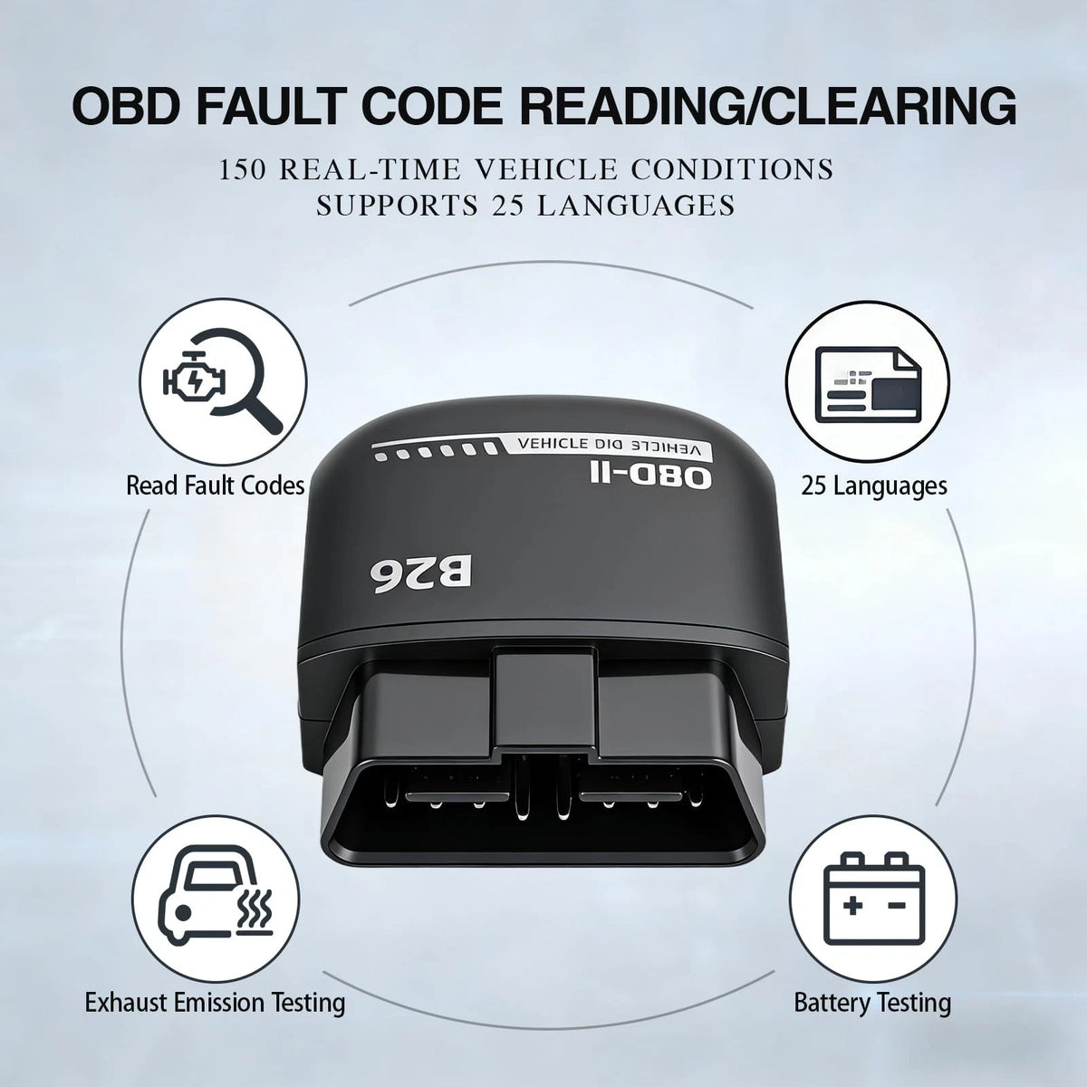 Feronix B26 Bluetooth OBD2 Scanner for iOS & Android - Subscription-Free...