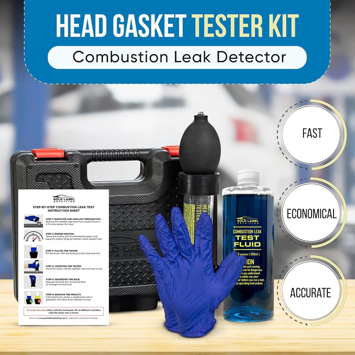 Gold Label Detailing Combustion Leak Detector Kit - 100+ Tests Automotive...