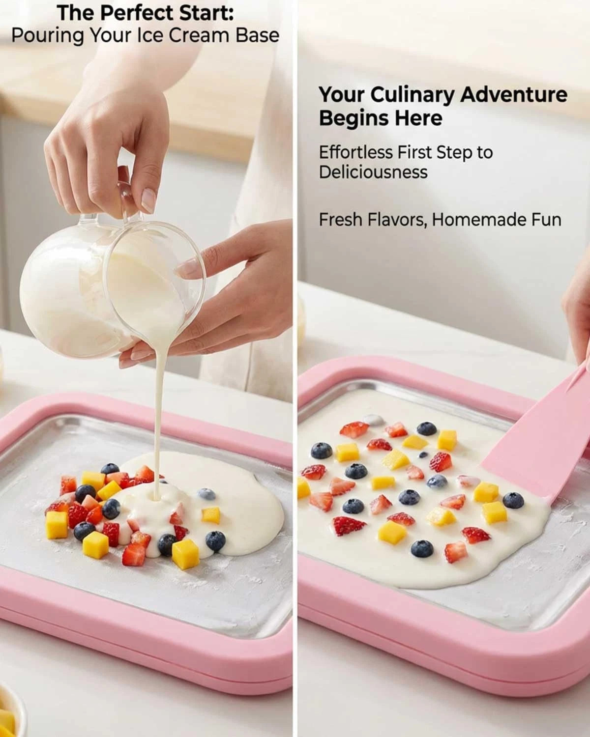 Rolled Ice Cream Maker, DIY Roll Tray normal, PINK