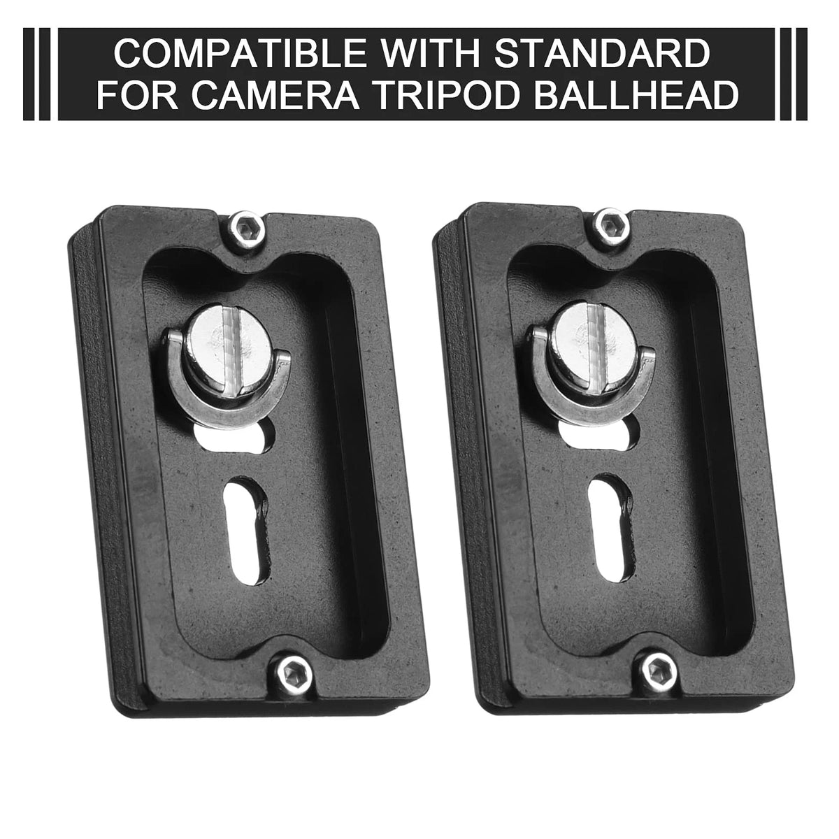 Frienda 2 Pieces Metal Quick Release Plate with 1/4''-20 Camera 60mm, Black