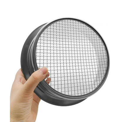 Soil Sifter Set for Garden with 5PCS Mesh(1,3,6,9,12mm) Sieve silver