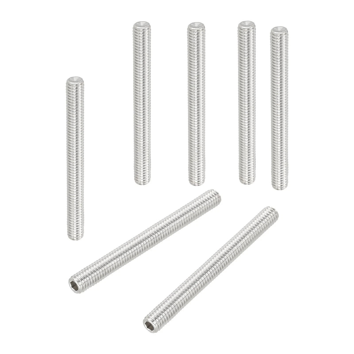 PATIKIL 10 Pcs Hex Socket Grub Screw, M6x60mm Flat Point M6x60mm, Silver
