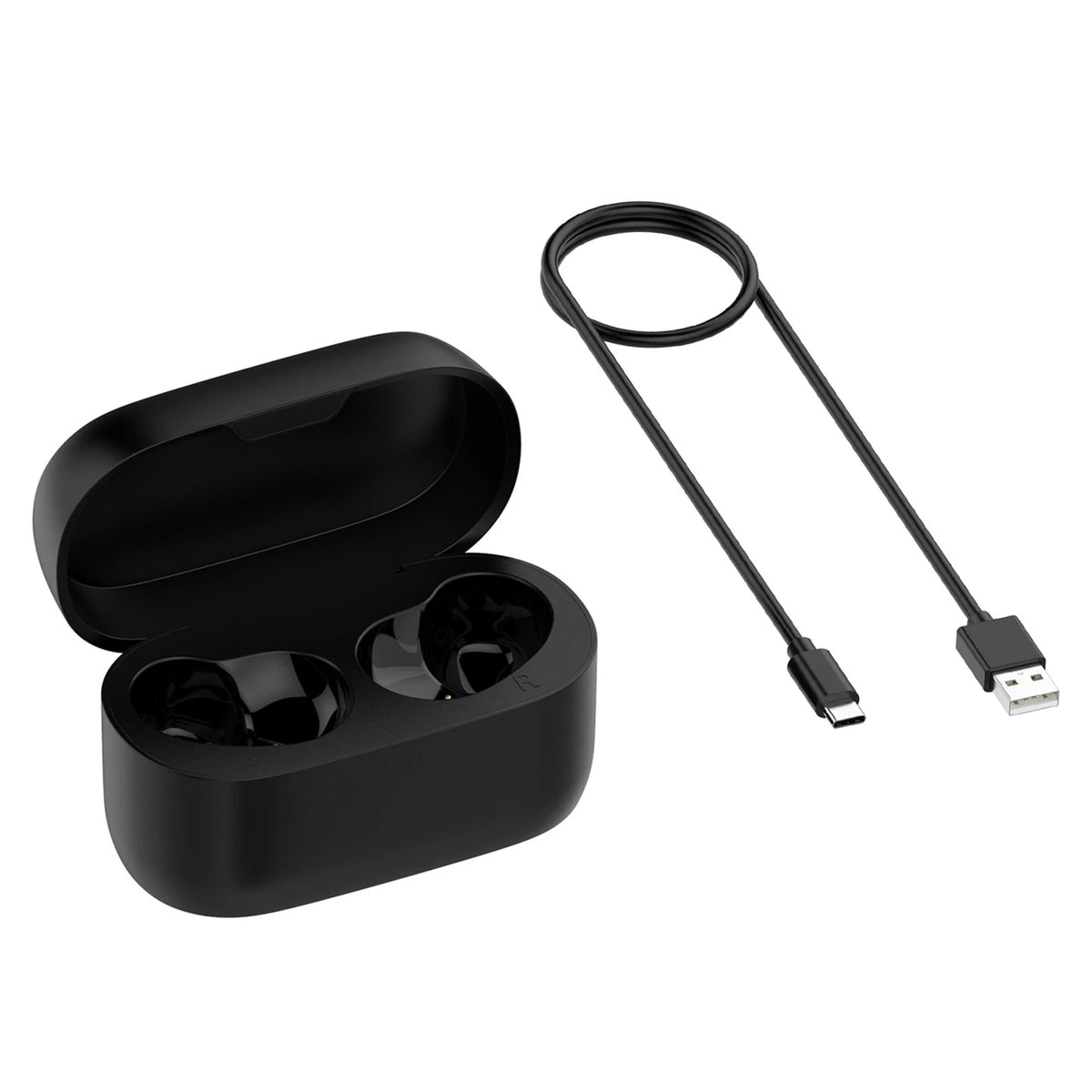 Black Charging Storage Box Charging Case + Cable For Jabra Elite 75T Headset