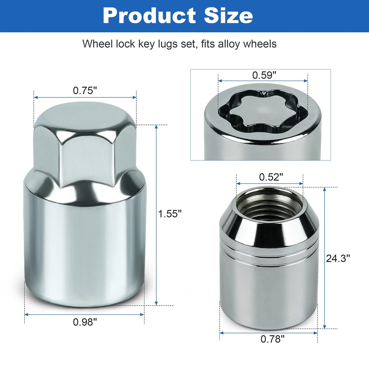 Alloy Wheel Lock Lugs Kit For Subaru WRX STI Forester Legacy Outback B321SFL001