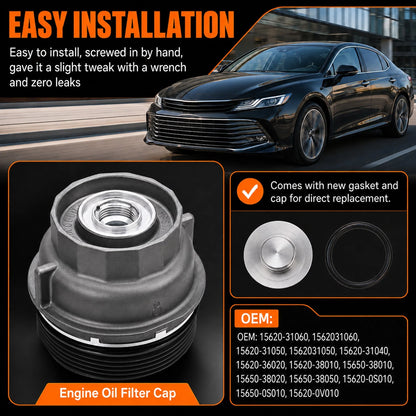 15620-36020 Oil Filter Housing Cap Assembly Fits for Toyota Sienna Aluminum