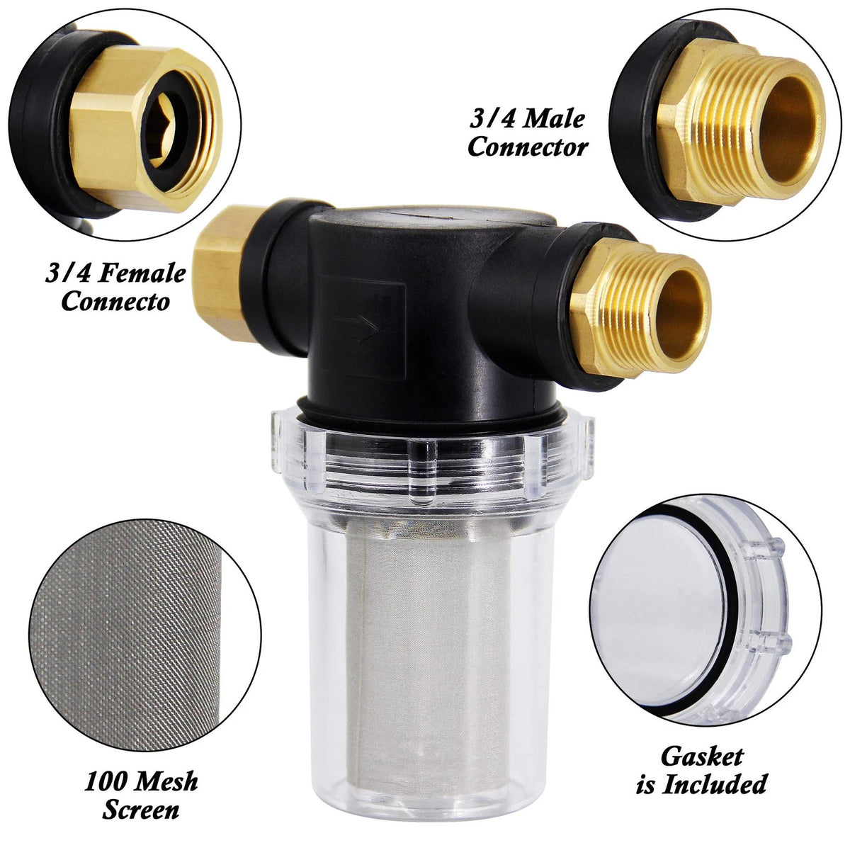 Twinkle Star Hose Filter Attachment Line Water with 1 Pcs, black