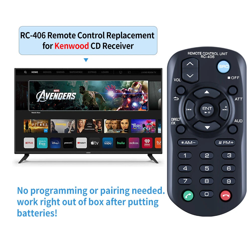 RC-406 For Kenwood CD Receiver Remote Control KDC-X704 KMR-D358 KDC-BT34