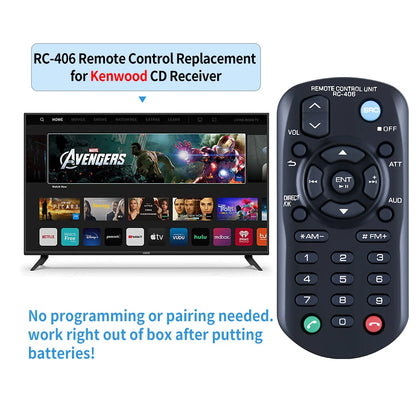RC-406 For Kenwood CD Receiver Remote Control KDC-X704 KMR-D358 KDC-BT34
