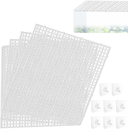4 PCS Aquarium lid Hood, Fish Tank Top Cover, Plastic Grid Panel White