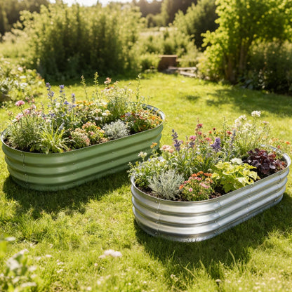 AmazStove Galvanized Raised Garden Bed Kit, Planter 4×2×1FT (2-pack）, Silver