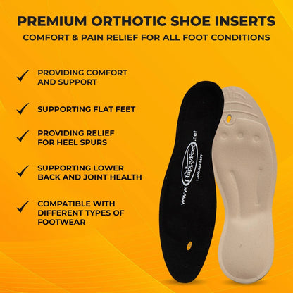 Happy Feet Insoles, Foot Pain Inserts S (Women 7.5-8 / Men 5-6.5), Black