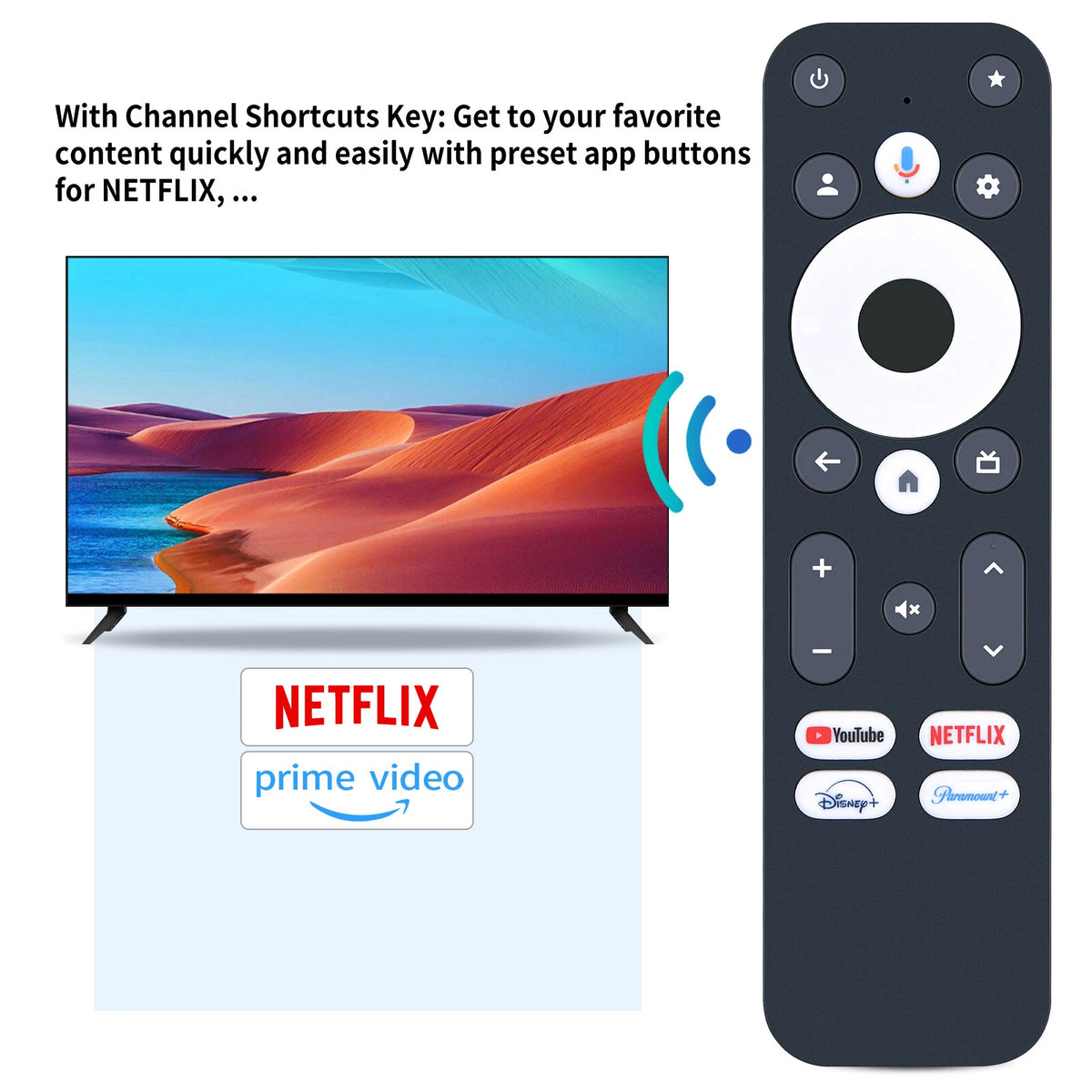 Voice Remote Control For Onn Google TV 4K Pro Streaming Device 100135769