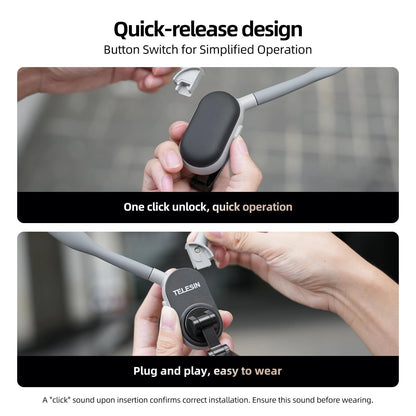 TELESIN Magnetic Neck Mount for Phones, Cell Medium Size, Gray