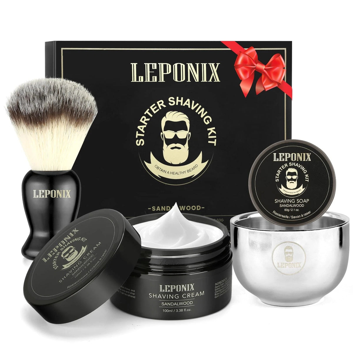 Mens Shaving Kit, The Ultimate Secret Santa Gift 1 Ounce (Pack of 4), Black