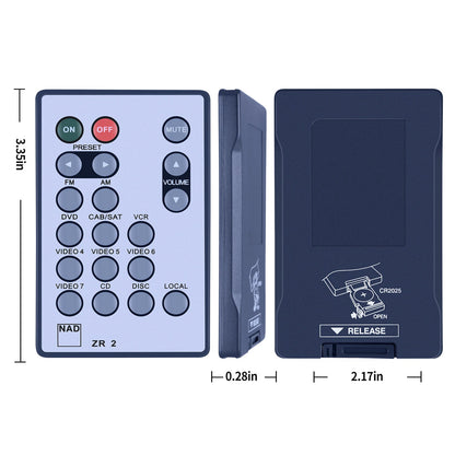 ZR 2 ZR2 Remote Control For NAD Zone 2 Sound Stereo AV Receiver T175 T773