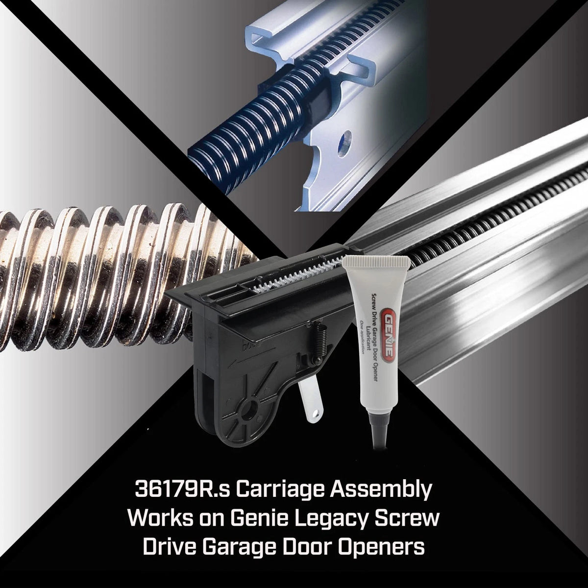 Genie OEM 36179R.s Carriage and Screw Drive Assembly, Black
