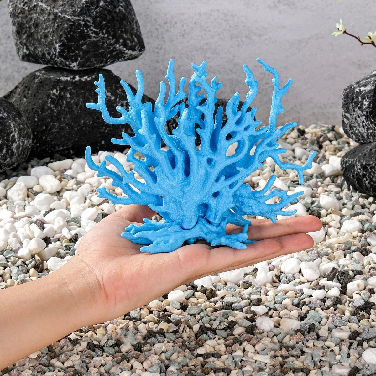 TkoYuHm 2 Pack Artificial Coral Reef Decor for Aquarium Blue and White