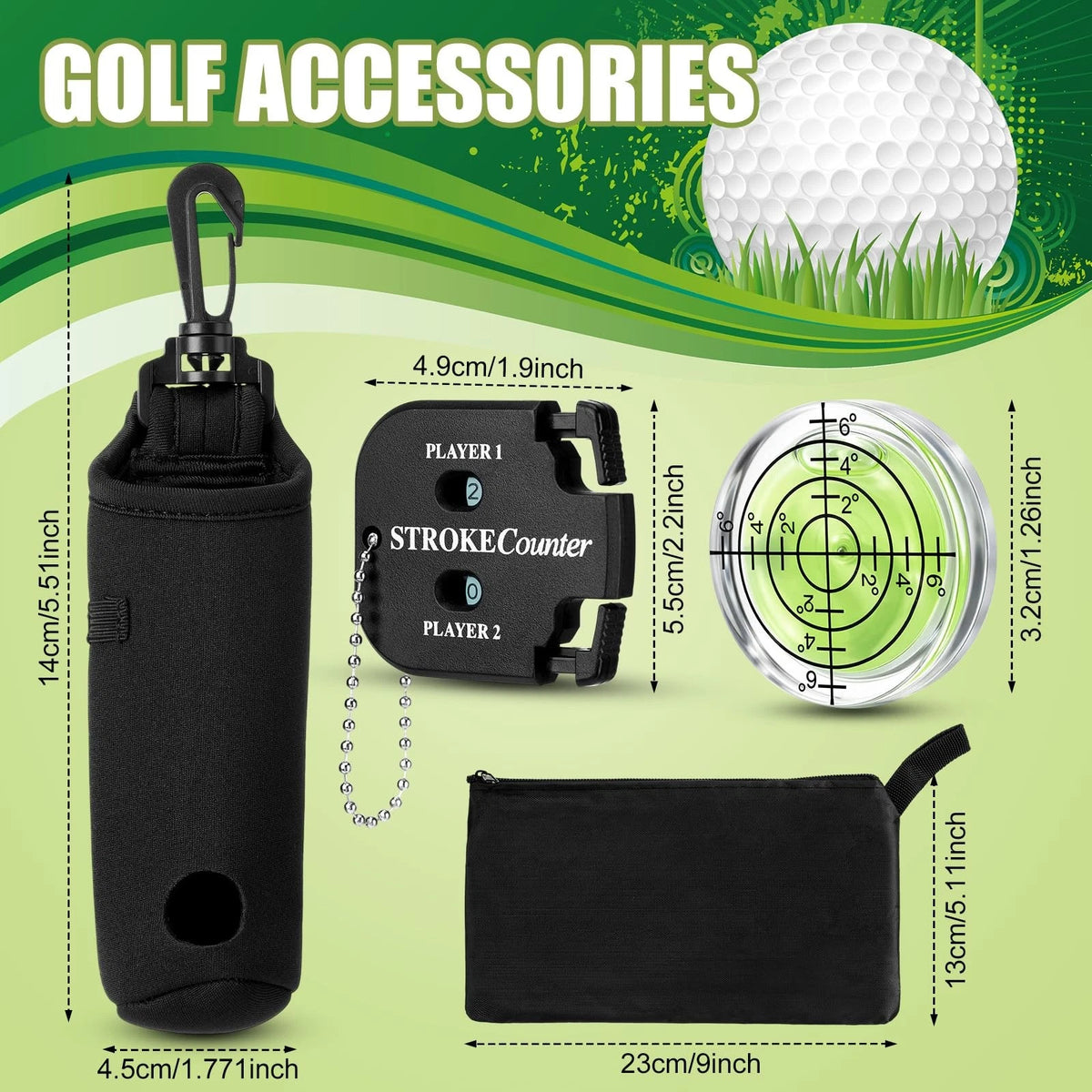 Teyva Daily 7 Pcs Golf Accessories Kit Cleaning Include black