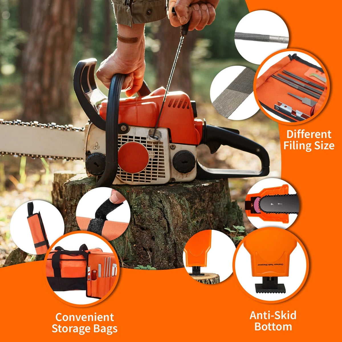 MeasuPro Chainsaw Sharpening Kit with Handy Storage Bag 20-Piece Sharpening...