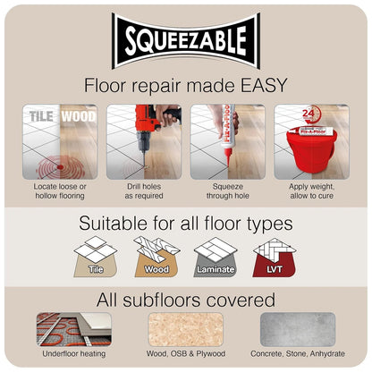 Pack of 2 - The  Fix-A-Floor Squeezy All-in-One Repair Adhesive White