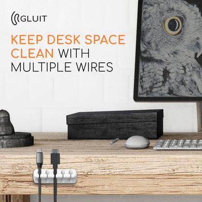 GLUIT Cord Organizer for Desk, Cable Holder Nightstand, 5 Pack, White