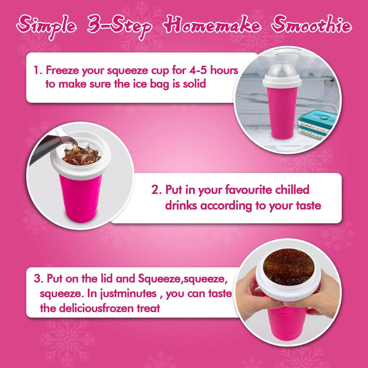 2PCS Slushie Maker Cup, Quick Frozen Magic Cups for Homemade 350ML, Blue+Pink