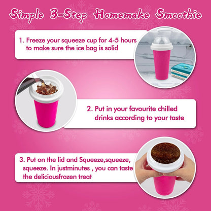 2PCS Slushie Maker Cup, Quick Frozen Magic Cups for Homemade 350ML, Blue+Pink