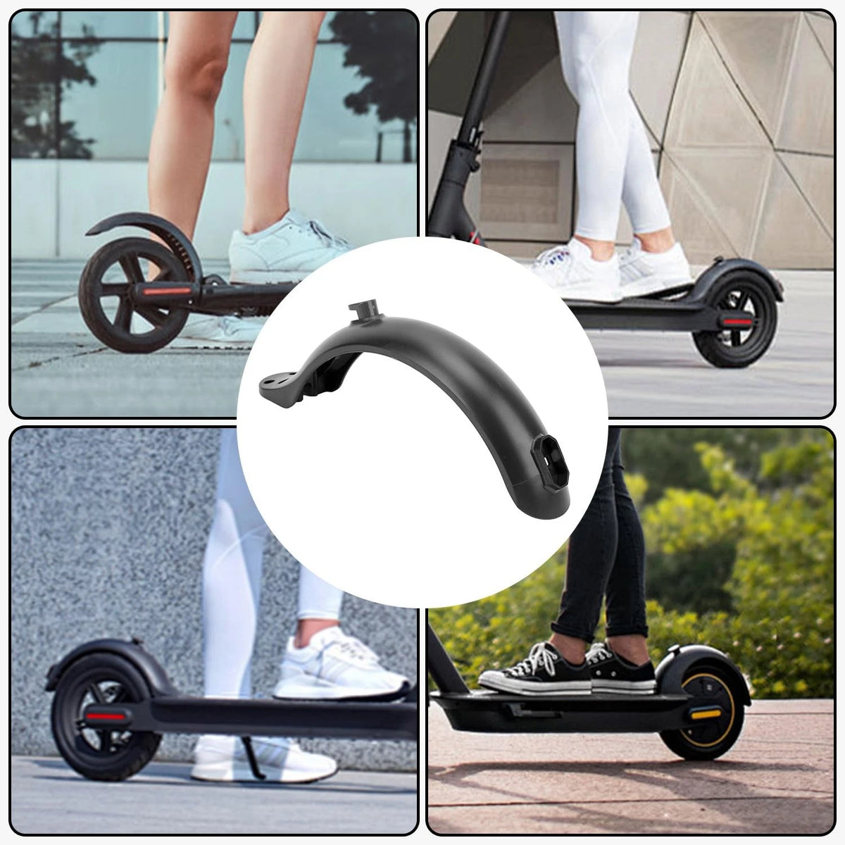 Electric Scooters Rear Mudguard, 4 Hole Scooter Black Fenders