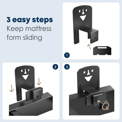 SUYAUU Non Slip Mattress Gaskets for Bed Frame, Cute Gaskets, Black