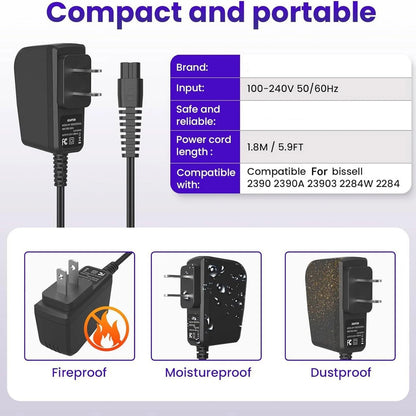 1PCS 100-240V 50/60HZ Input Charger Fit For Bissell Vacuum Cleaner 2390 2390A