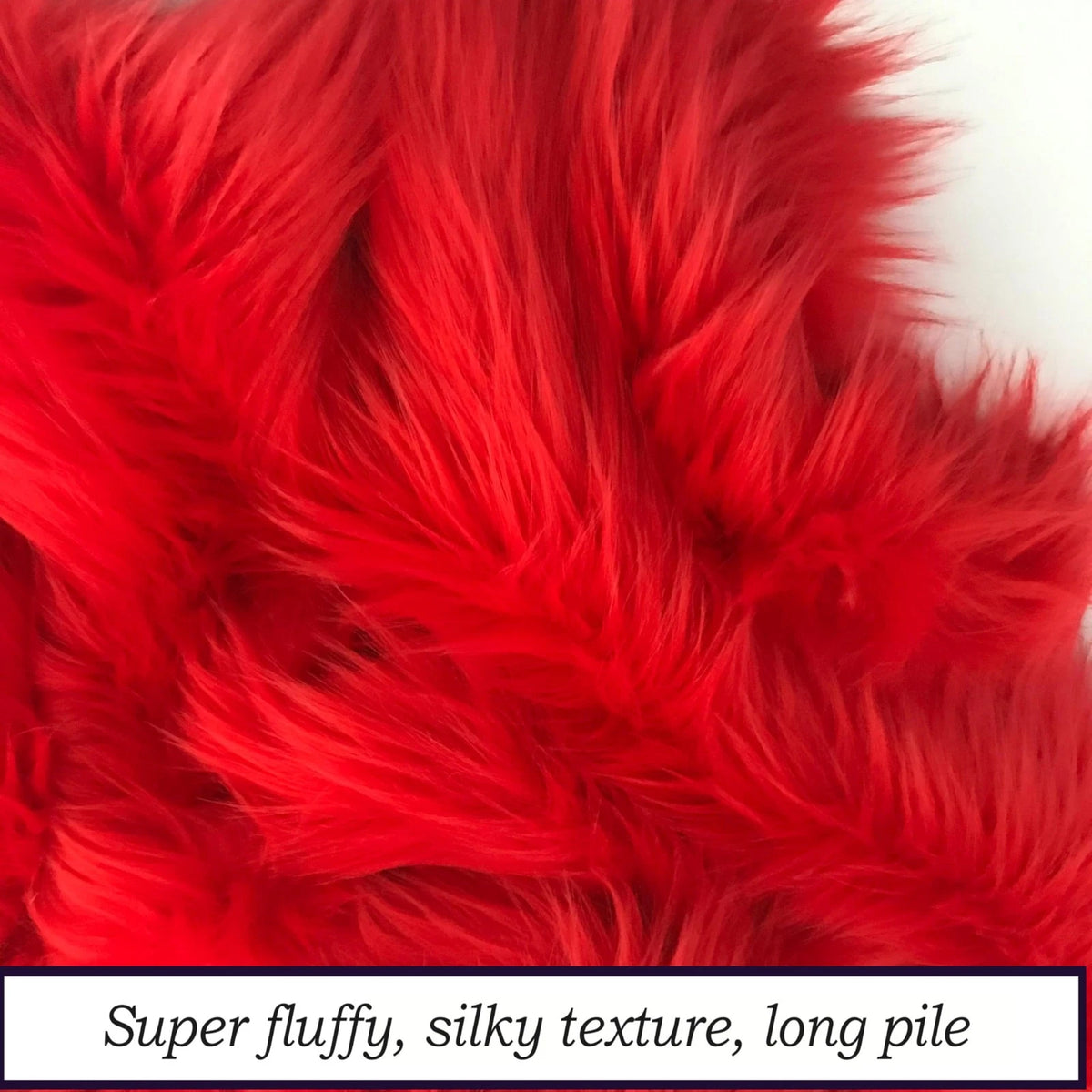 Bianna Fire Red Faux Fur Fabric, by The Yard, American 12x12 inches, Beige
