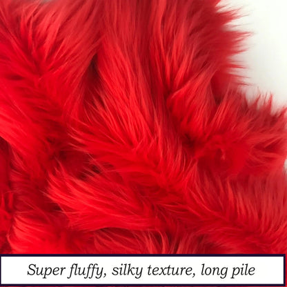Bianna Fire Red Faux Fur Fabric, by The Yard, American 12x12 inches, Beige
