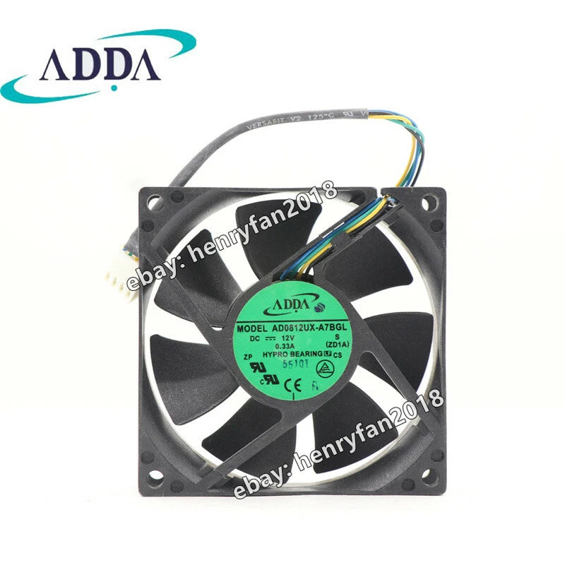 ADDA AD0812UX-A7BGL Case Fan DC 12V 0.33A 80*80*25MM 4-wires Axial Cooling Fan