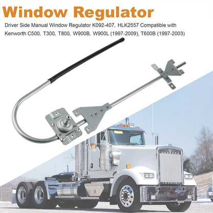 Manual Window Regulator Assembly K092-407 Left Hand for Kenworth T600B 97-03