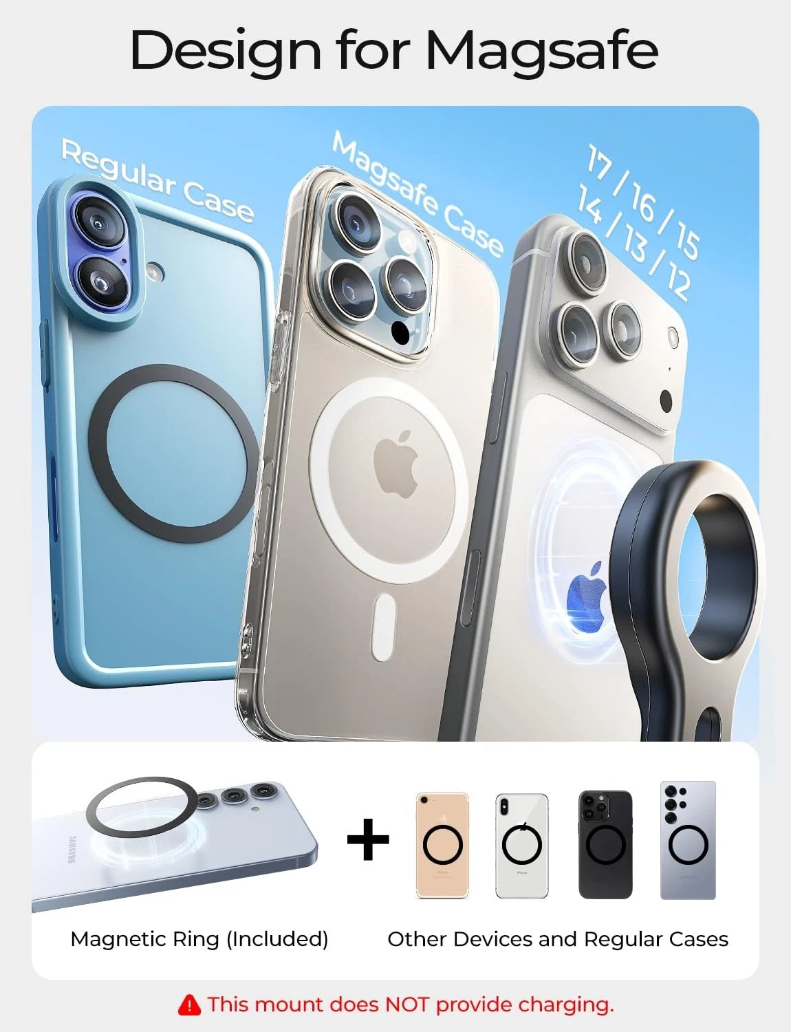 LISEN for MagSafe Car Mount, Magnetic Phone holder your car, Black