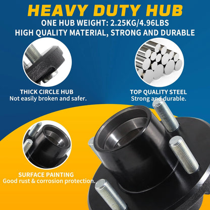 GREPSPUD 2 Sets 4 on 4'' Trailer Hub 4x4'' Kit for 2000 lbs Axle - 2Sets
