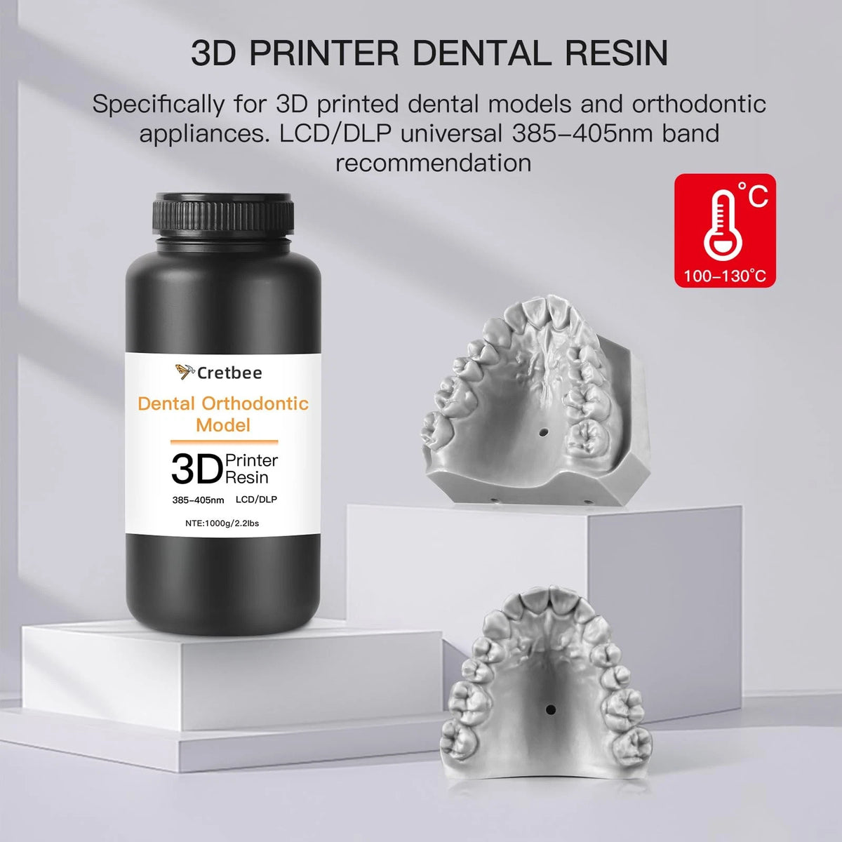 Cretbee Dental Orthodontic Model 3D Printer Resin Low 1000g, Light Grey