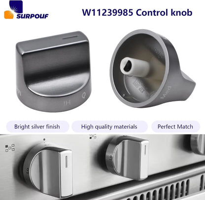 W11239985 Control Knob Compatible with Whirlpool Gas Ranges Replace Sliver