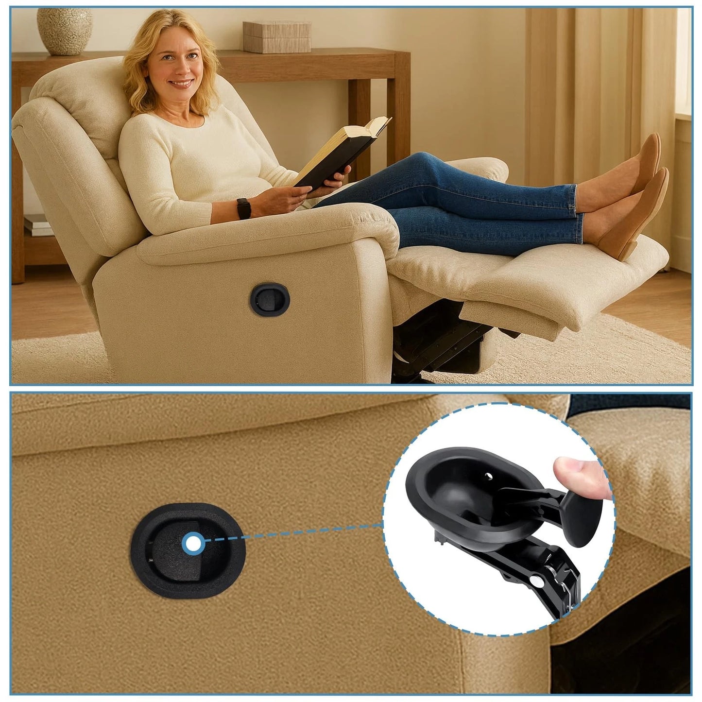 Podoy Recliner Pull Handle Replacement 31D x 3W x 3.5H Inch, Black