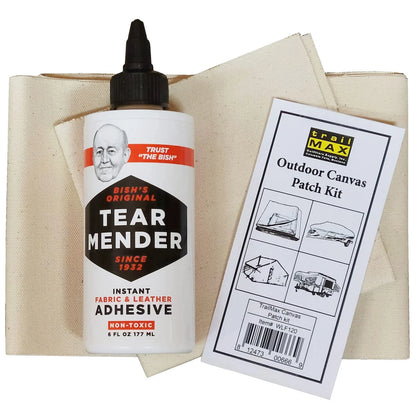 TrailMax Canvas Patch Kit – 2.5 sf Canvas, 6 oz Tear Mender, natural