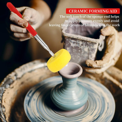 MingQiEven Telescoping Pottery Sponge Ceramic Shaping Tool with 1 Yellow