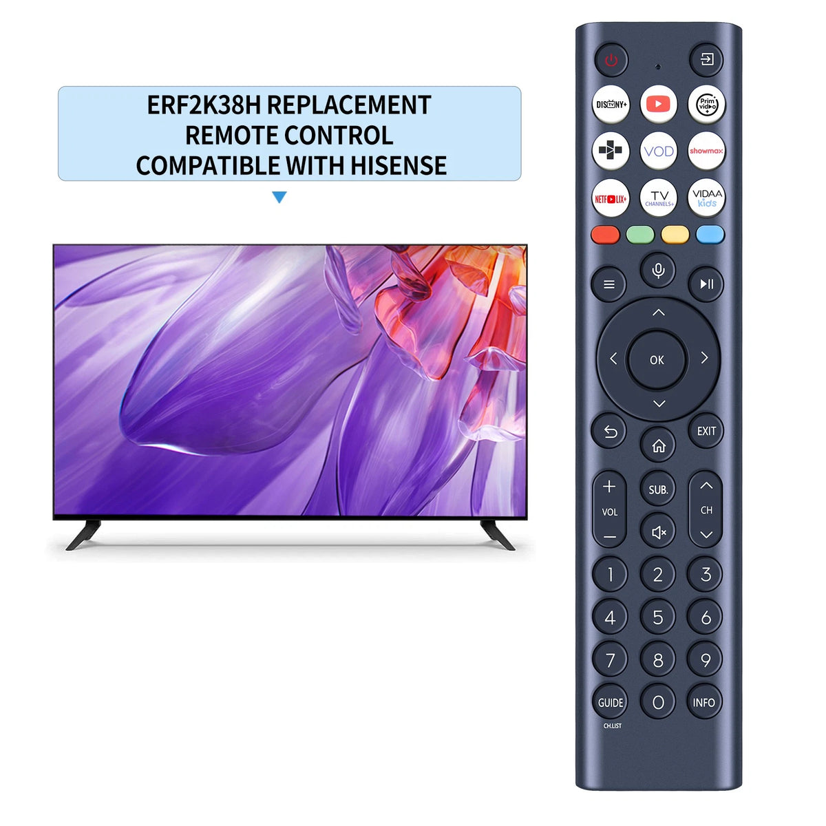 ERF2K38H Replacement Remote Control For Hisense TV